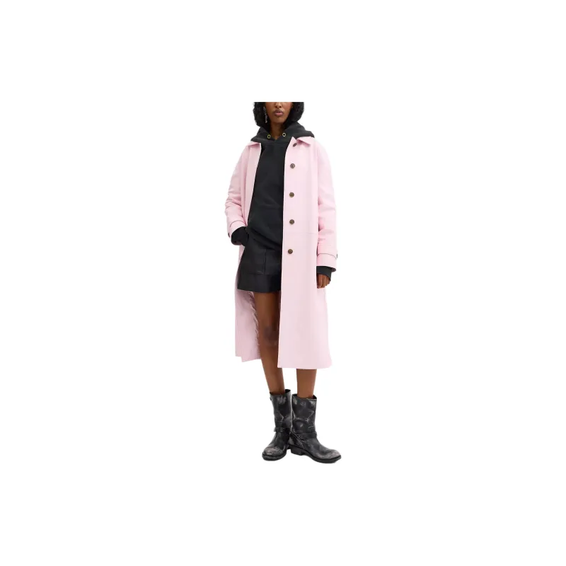 COACH Leather Wind Coat Trench Coat Women's Pink-1