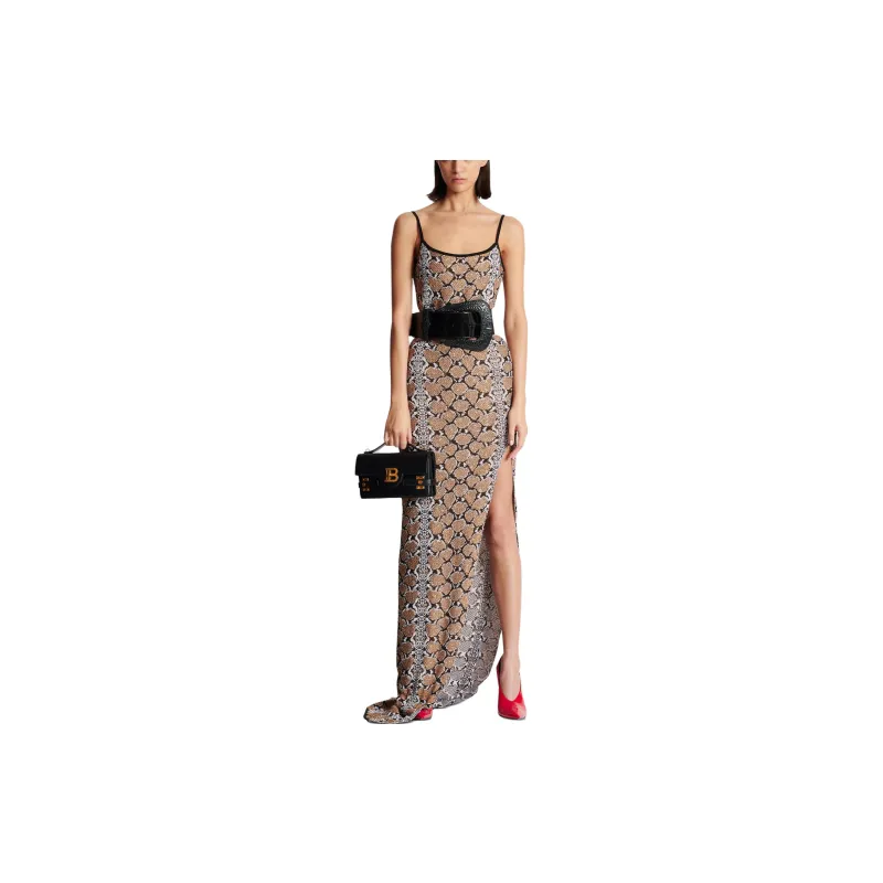 BALMAIN Long Strappy Knit Dress-1