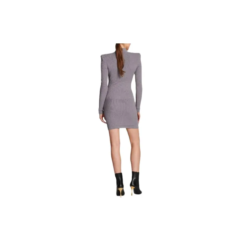 BALMAIN Long-Sleeved Dresses Women's Gray-2