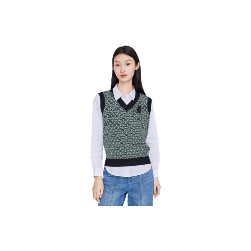 JZ. ANNAKRO Tank Tops Women's Plaid Green-3