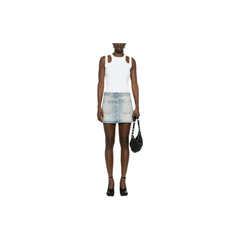 COURREGES Multiflex Denim Mini Skirt 'Light Blue Wash'-1