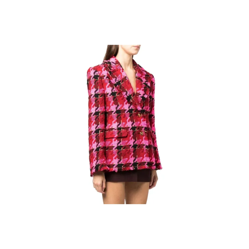 VERSACE Medusa Checked Tweed Blazer 'Red/Print'-3