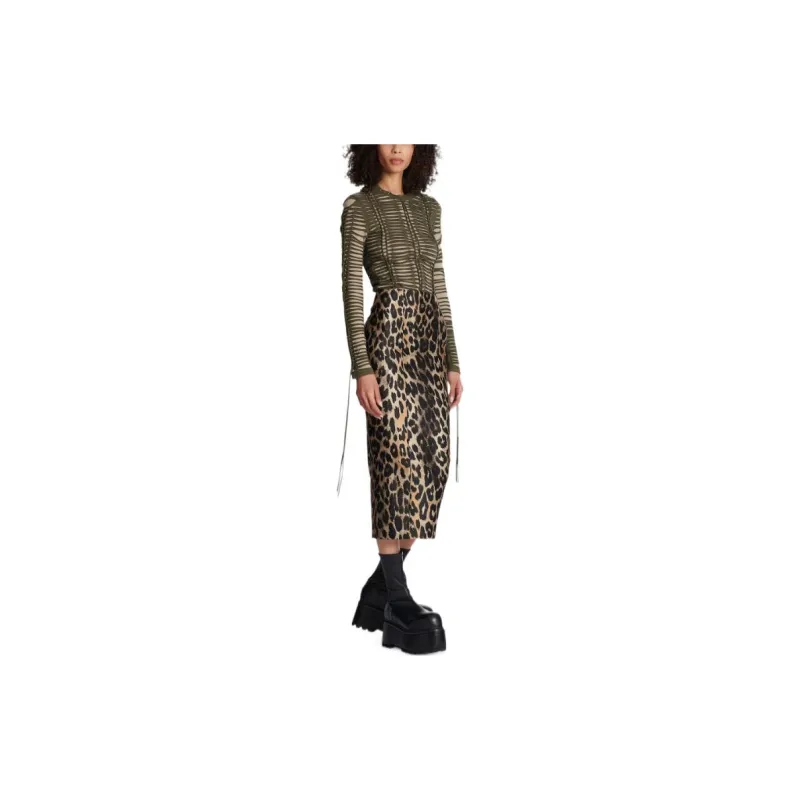 BALMAIN Animal-Printed Midi Skirt-2