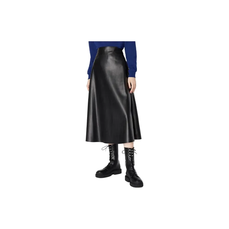 ARMANI EXCHANGE FW23 Leather Long Skirt Women's Black-1