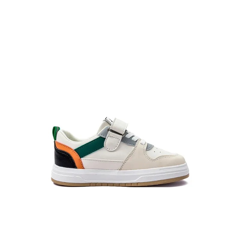 KAPPA KIDS Anti Slip And Wear Resistant Breathable Low Top Kids' Skateboarding Shoes Beige White Green Kids'-4