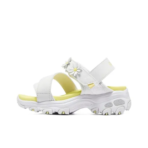 Skechers C Fle SANDAL 2.0 Anti Slip Wear Resistant Children's Sandals White Yellow Teenagers