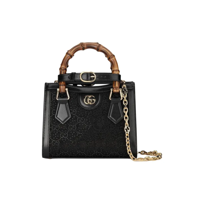 GUCCI Diana Cloud Pattern Fabric Tote Bag Shopping Bag Shoulder Bag Crossbody Bag Handbag Mini Women's Black-1