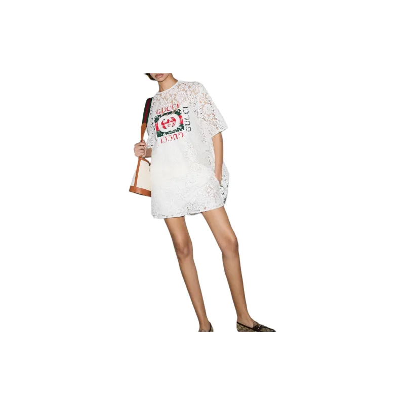GUCCI Flower Lace Pants 'Off White'-4