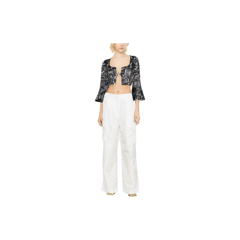 GANNI Scoop Neck Cropped Lace Blouse-1