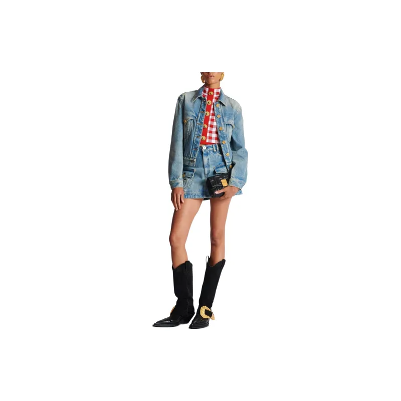 BALMAIN Gingham Checked Sleeveless Top-1