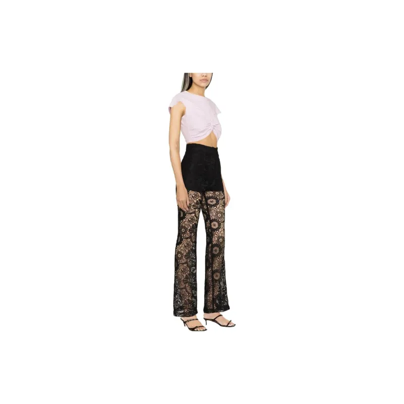 SABINA MUSAYEV Floral-lace Flared Trousers-3