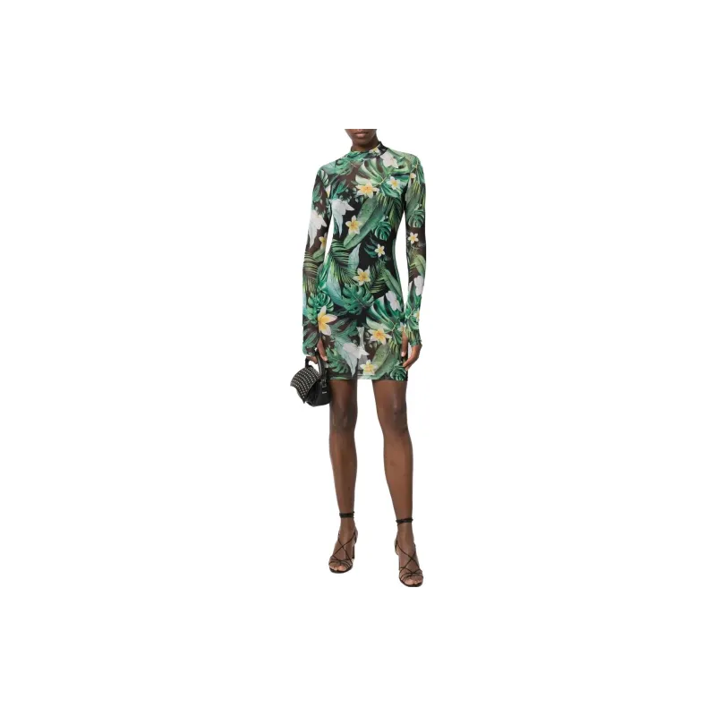 PHILIPP PLEIN Graphic print Long sleeve Mini Dress-1