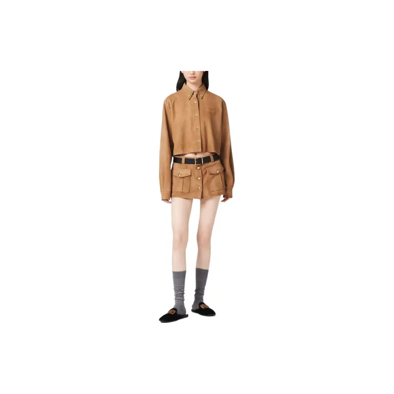 MIU MIU Jackets Coats Women's Camel Brown-1
