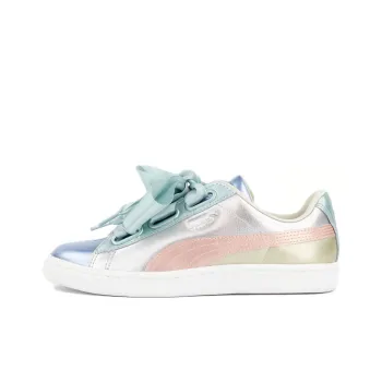 PUMA Basket Anti Slip Wear Resistant Low Top Skateboard Shoes Women's Silver