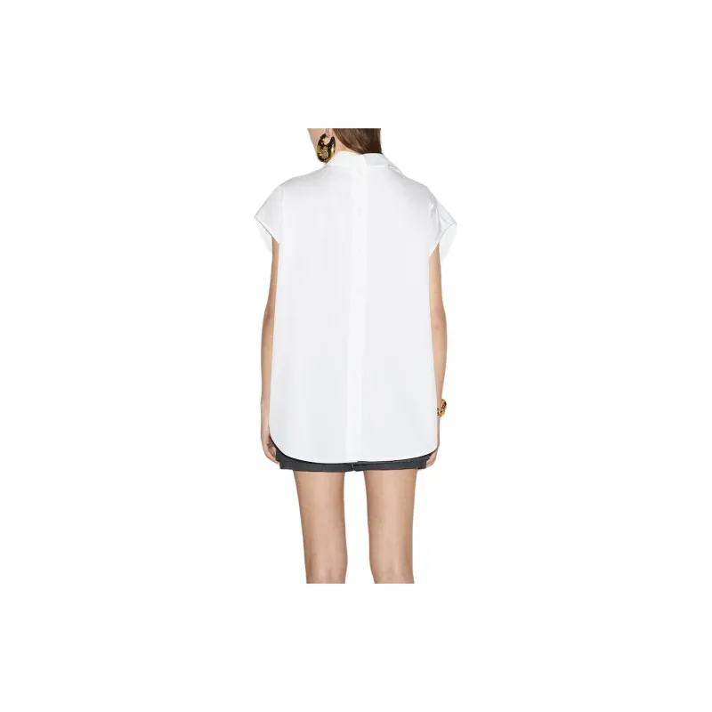 GUCCI Logo Embroidered Sleeveless Poplin Shirt-2