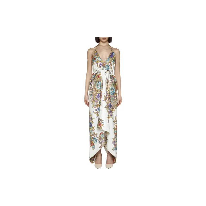 ETRO Floral Printed Asymmetric Hem Halteneck Maxi Dress-1