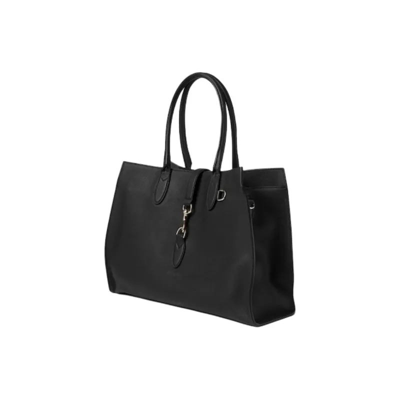 GUCCI Leather Tote Bag Shopping Bag Shoulder Bag Handbag Large Size Women's Black-2