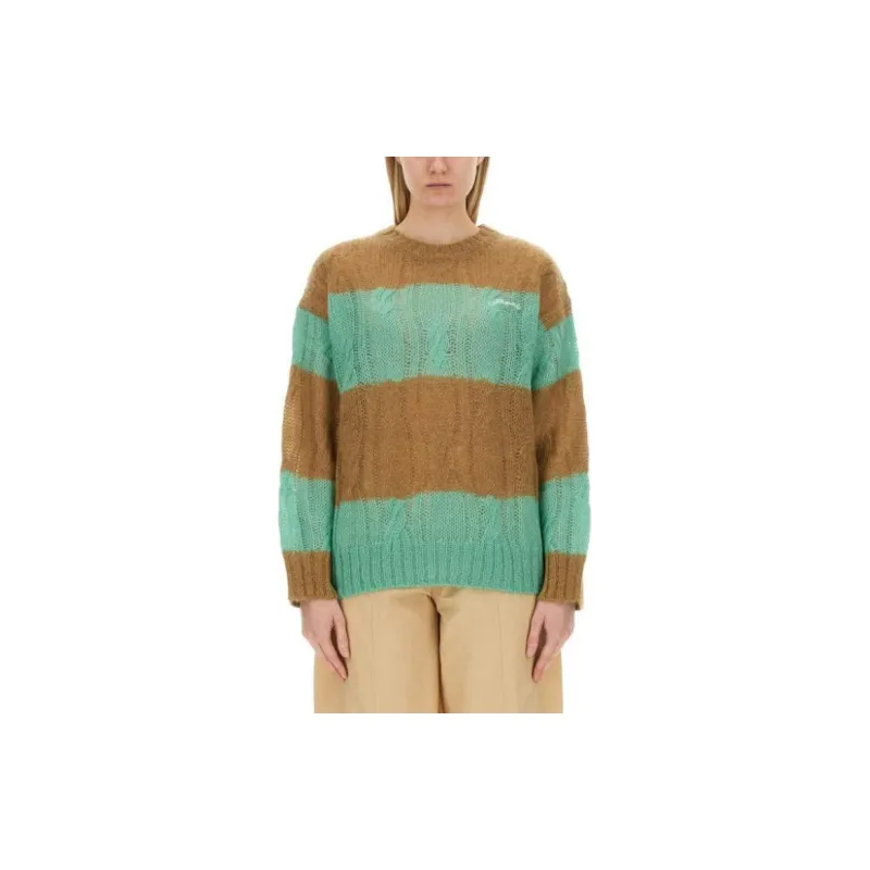 GANNI Striped Cable Knitted Jumper-2
