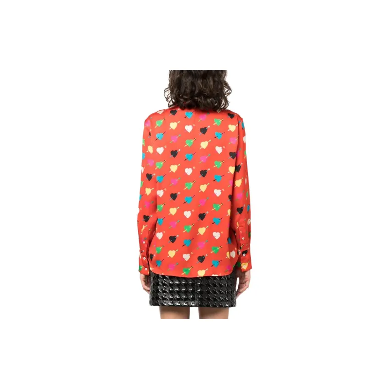 MSGM Heart Printed Straight Hem Shirt-2