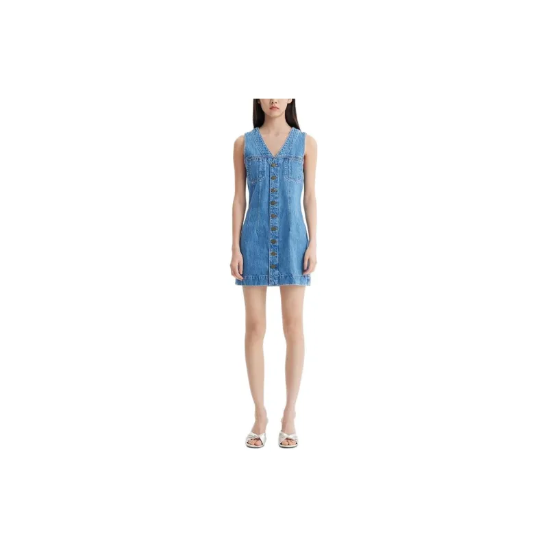 FRAME Sleeveless Trucker Denim Mini Dress-2
