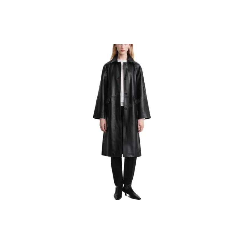 TOTEME Raglan sleeves Leather Coat-3
