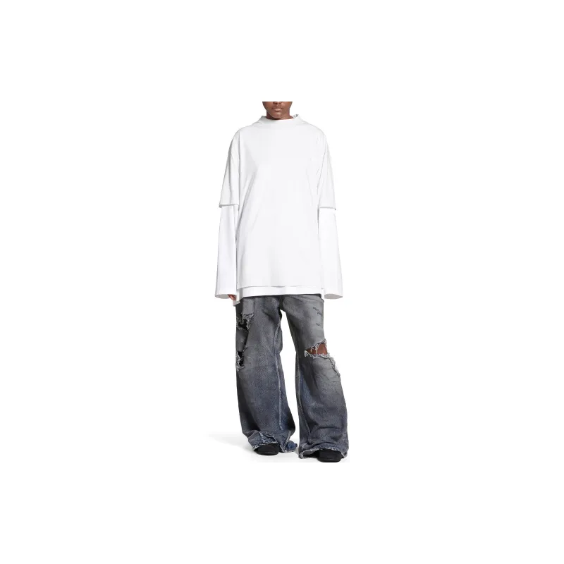 Balenciaga Logo Printed Collar Loose Fit T Shirt-2
