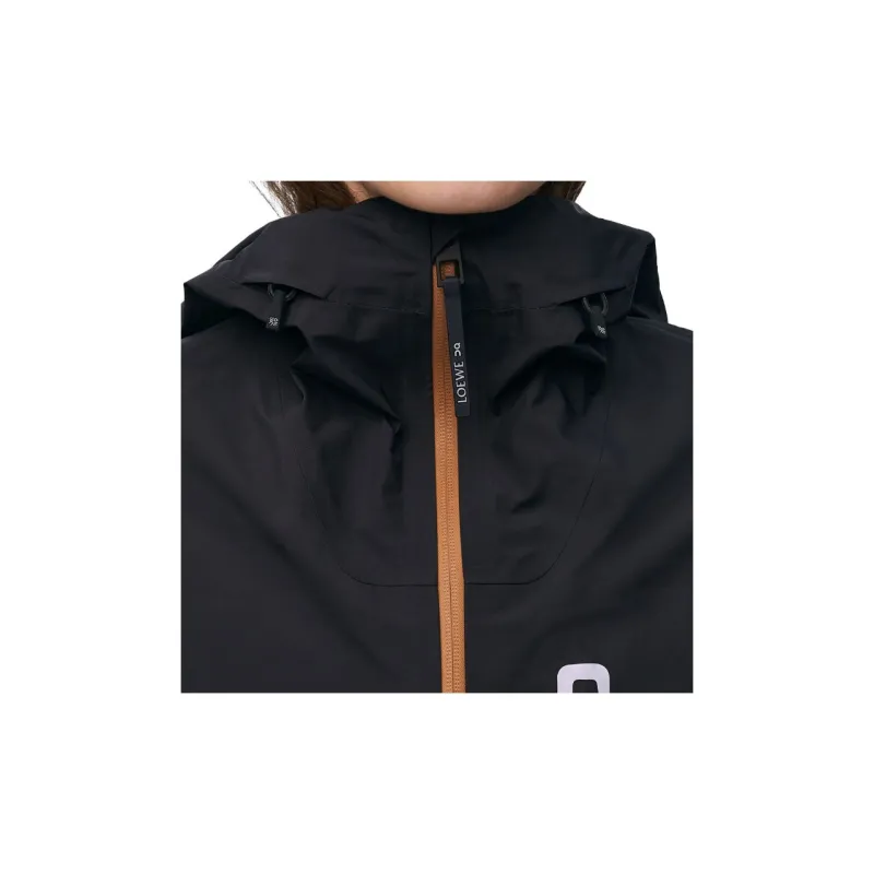 LOEWE x On Solid Color Zip Closure Hooded Long Sleeved Women's Black-4