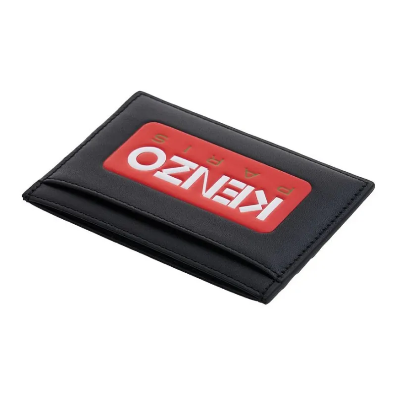 KENZO Cow Leather Card Holder Unisex Black-3
