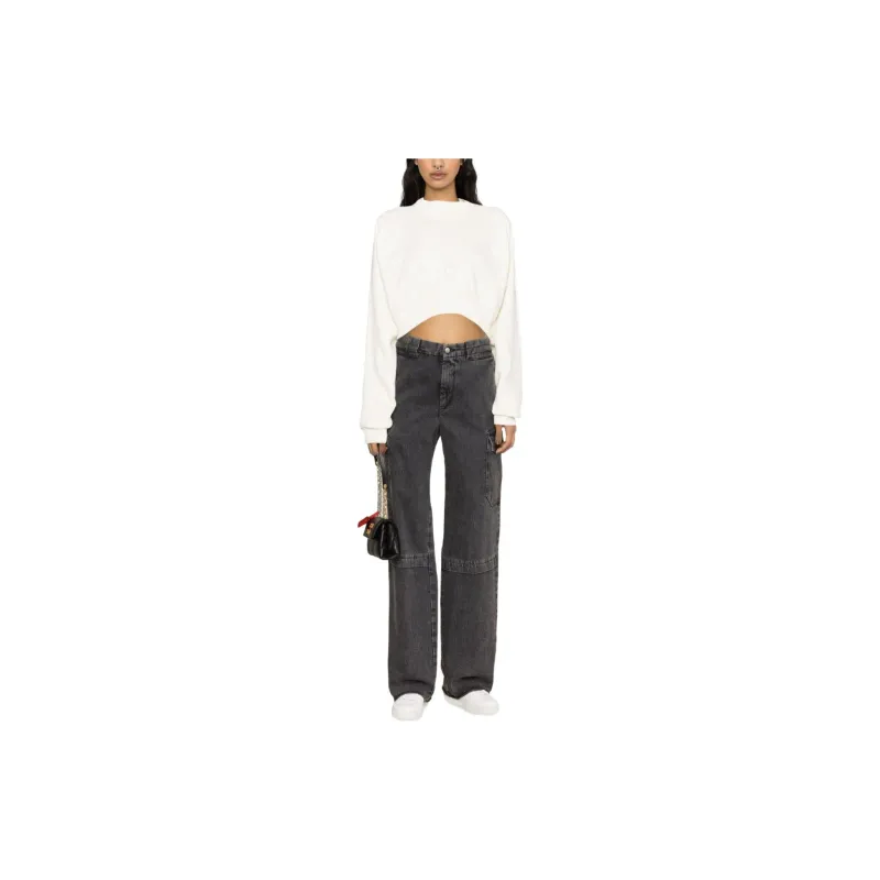 OFF-WHITE Long-Sleeved Crewneck Cropped Sweatshirt-2
