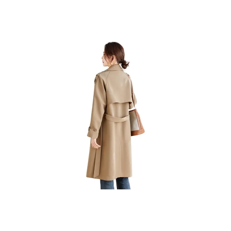 TERRE BLEUE Trench Coat Women's Khaki-3