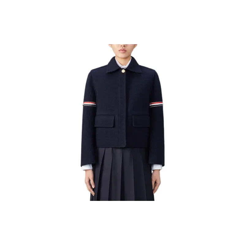 THOM BROWNE RWB striped Shearling collar Jacket-2