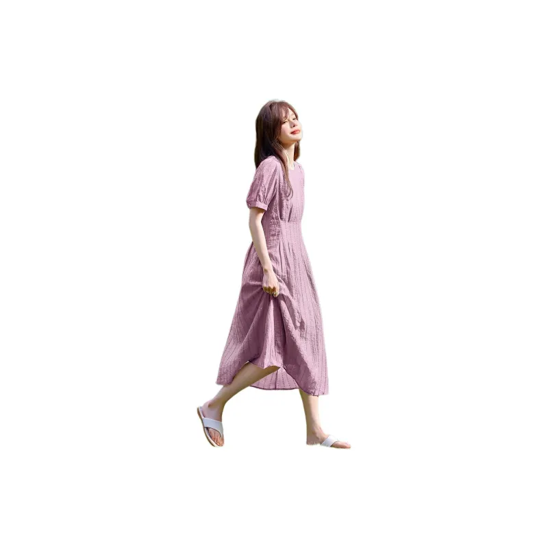 Mo Han Yi Mei SS24 Short Sleeved Dresses Women's Purple-3