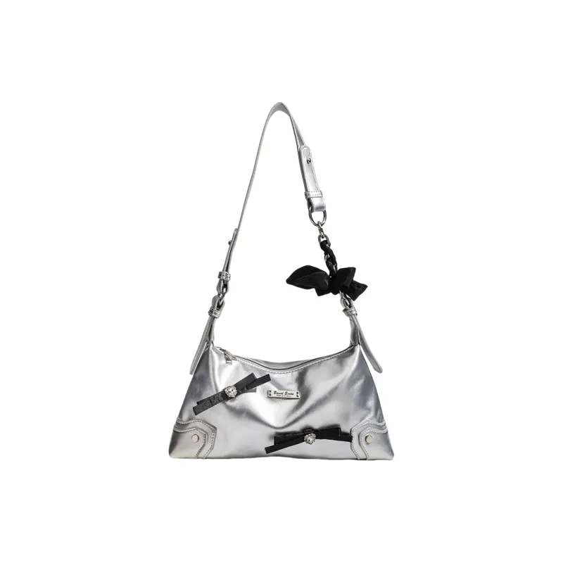 NOMK PU Shoulder Bag, Handbag, Shoulder Bag, Crossbody Bag Women's Silver/Black/White-0