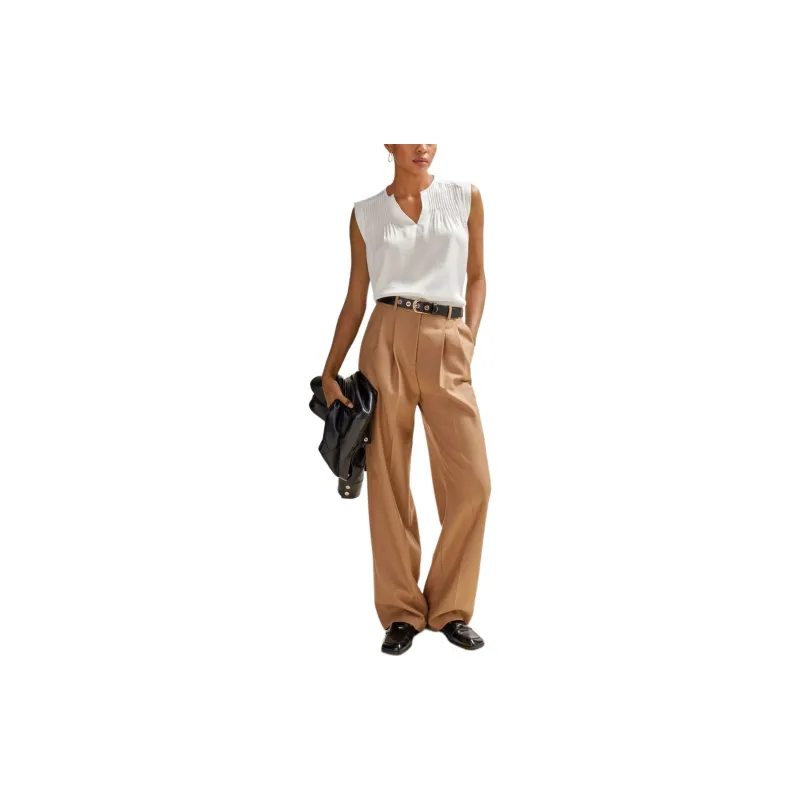HUGO BOSS Relaxed Fit Tailored Blouse In Stretch Silk Shirt Women's White-1