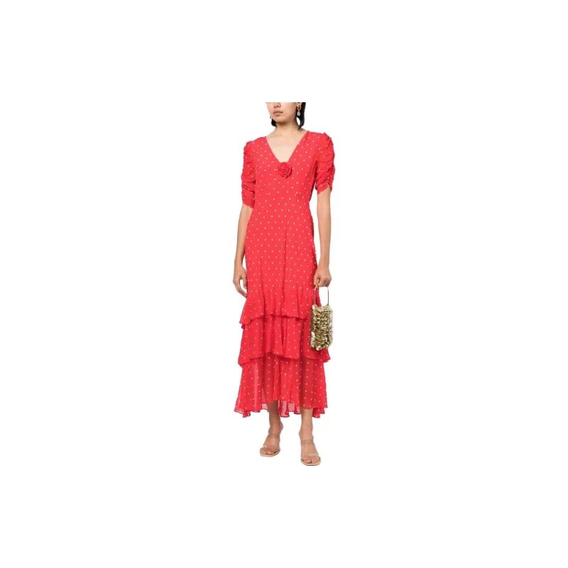 Rixo Short-Sleeved Dresses Women's Red-1