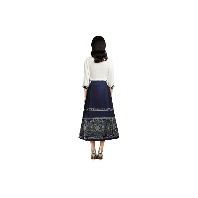 BBLLUUEE SS24 Casual Long Skirt Women's Ink Blue-3