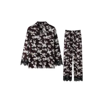 MEITENG Pajama Set Spring And Fall Season Women's Black