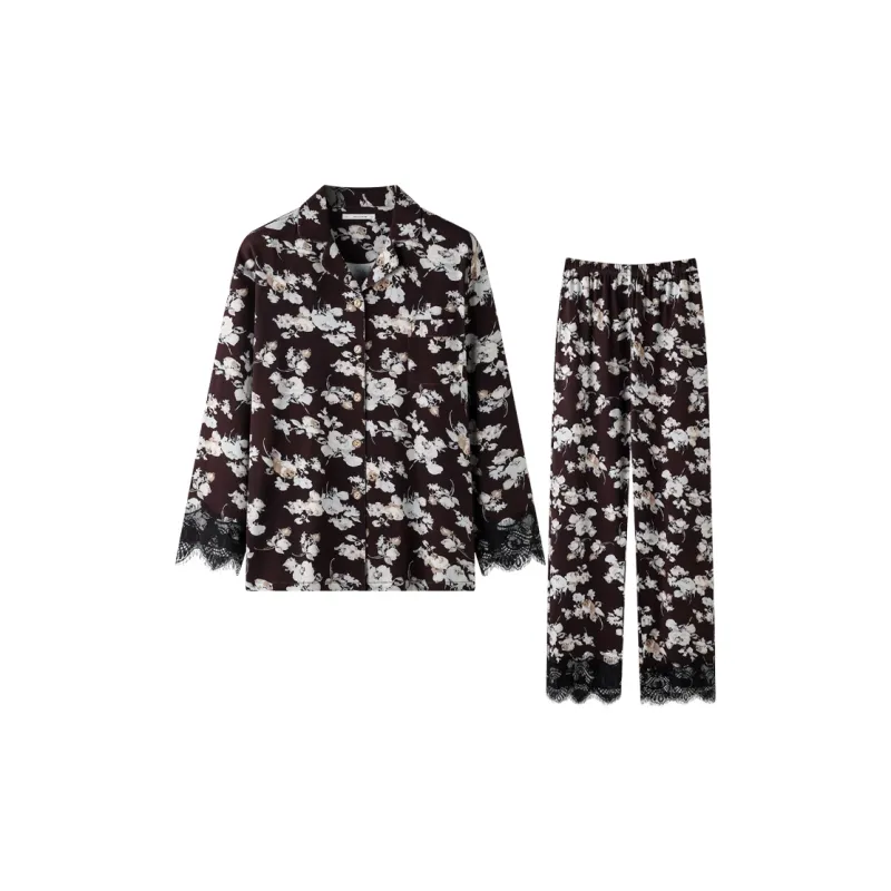 MEITENG Pajama Set Spring And Fall Season Women's Black-0