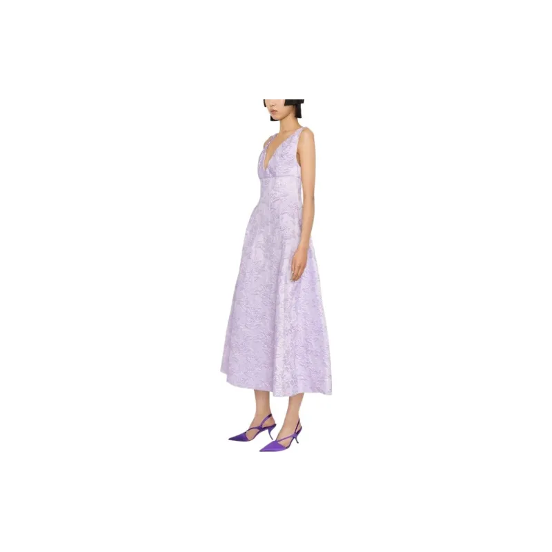 PHILOSOPHY DI LORENZO SERAFINI Floral jacquard V neck Dress-4