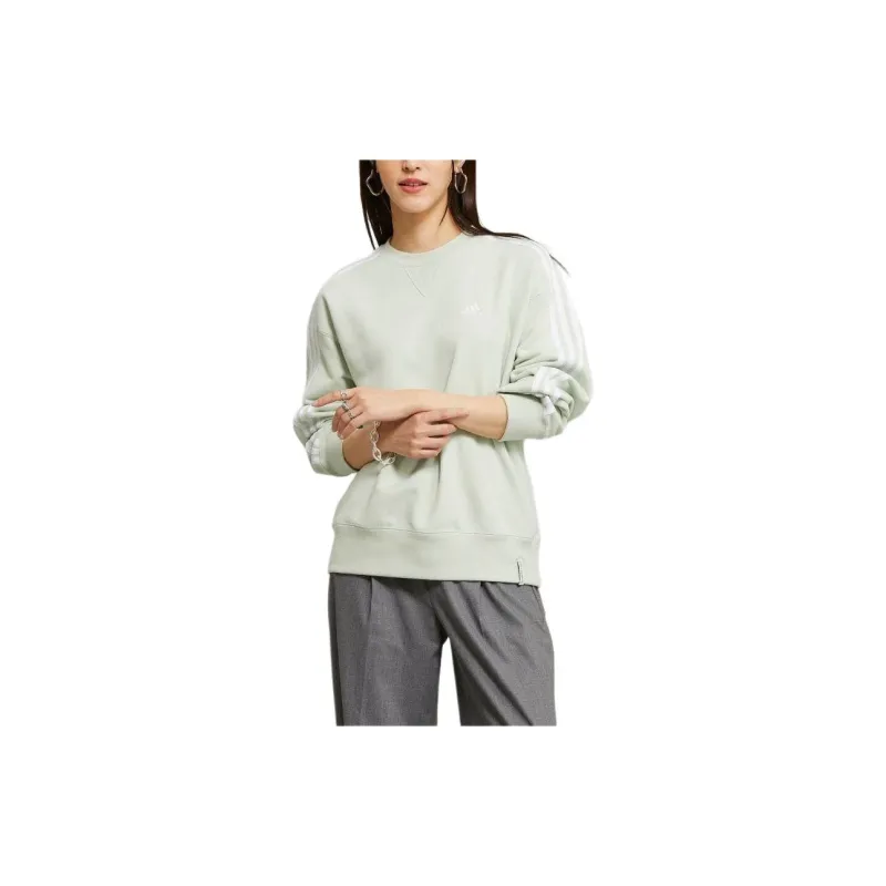 Adidas Women's Essentials 3 Stripes Sweatshirt Linen Green-4