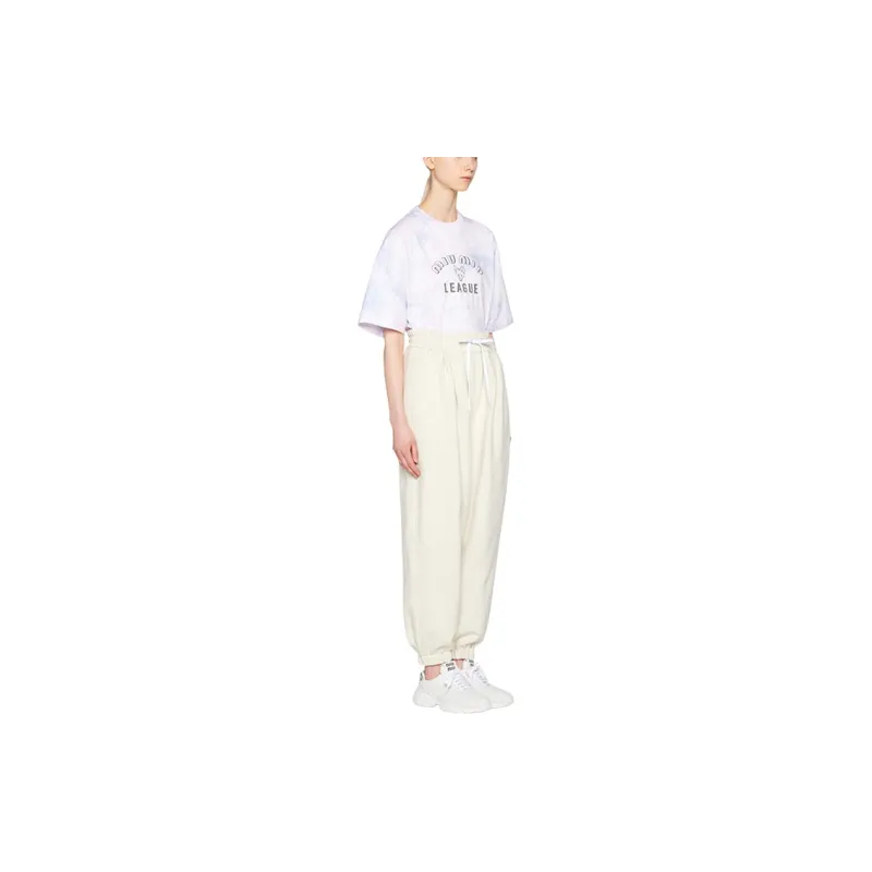MIU MIU Drop Shoulder Sleeve T Shirt Women's Snow Pink-3