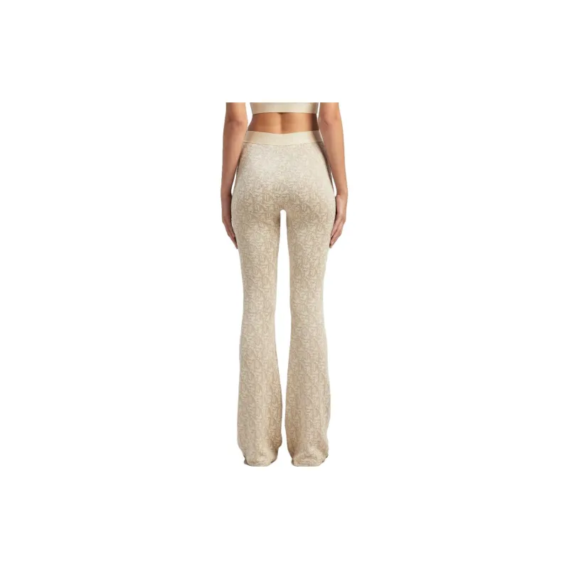 PALM ANGELS Monogram Jacquard Knit Pants Beige-1
