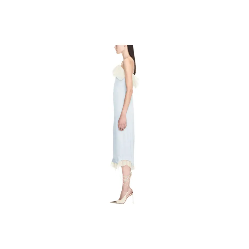 OFF-WHITE Ruffle-trim Bandeau Midi Dress-3