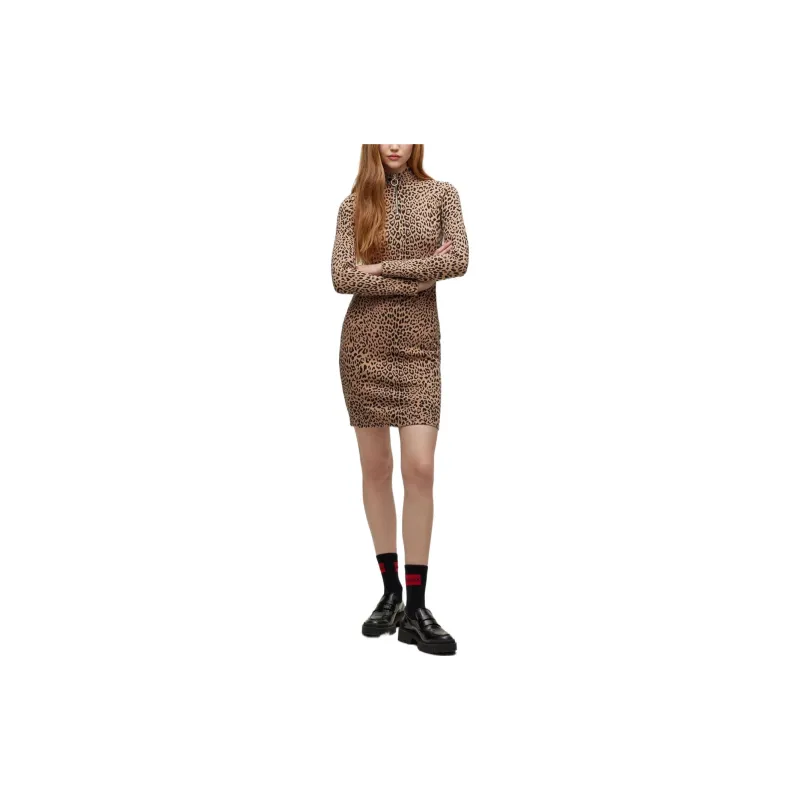HUGO BOSS Long Sleeved Dresses Women's Brown-1