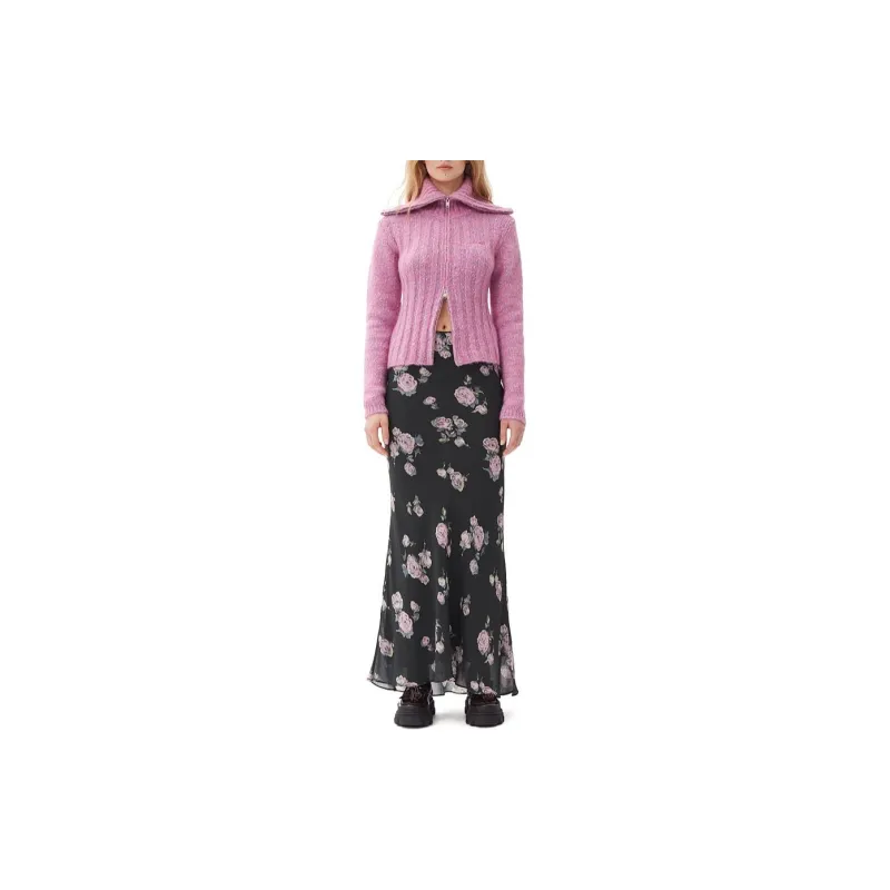 GANNI Highneck Zip Cardigan-1