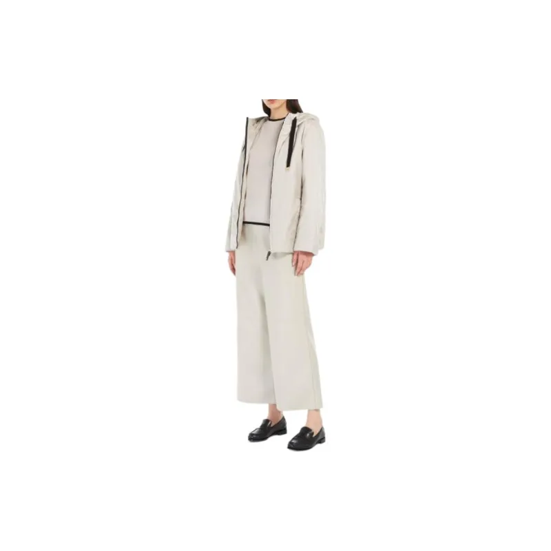 MaxMara Luciana Collection Coated Fabric Trousers Casual Pants Women's White-3