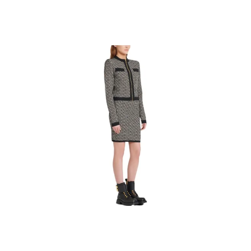 BALMAIN Monogram-pattern Cropped Jacket-3