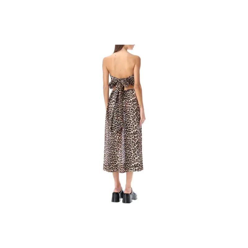 GANNI Sleeveless Dresses Women's Brown-3