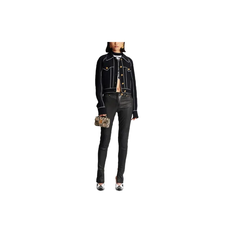 BALMAIN Buttoned Contrasted Western Crepe Jacket 'Black'-4