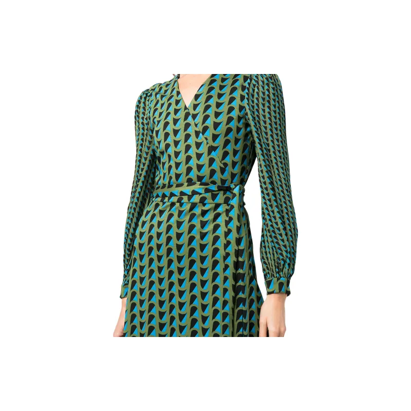 DVF Diane Von Furstenberg Gala Abstract print Wrap Dress-4
